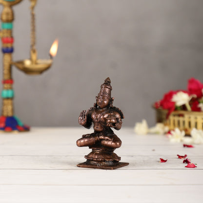 Pure Copper Sitting Dhanvantari Idol | Height 3.5 inch | BudhShiv Brass Handicrafts
