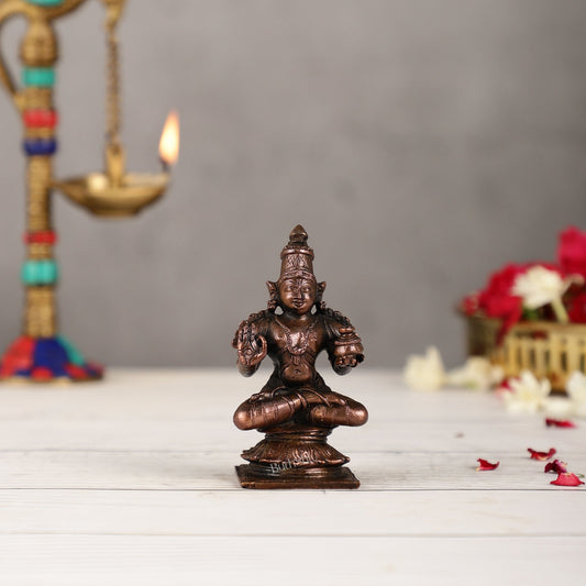 Pure Copper Sitting Dhanvantari Idol | Height 3.5 inch | BudhShiv Brass Handicrafts