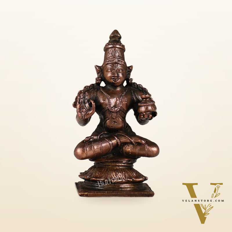 Pure Copper Sitting Dhanvantari Idol | Height 3.5 inch | BudhShiv Brass Handicrafts