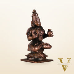 Pure Copper Sitting Dhanvantari Idol | Height 3.5 inch | BudhShiv Brass Handicrafts