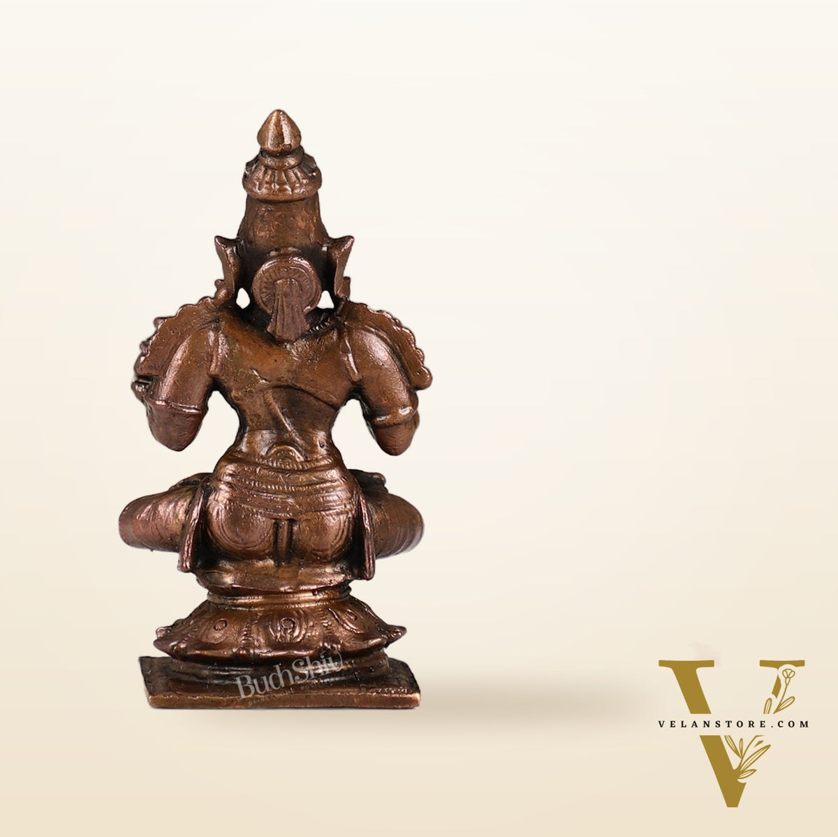 Pure Copper Sitting Dhanvantari Idol | Height 3.5 inch | BudhShiv Brass Handicrafts