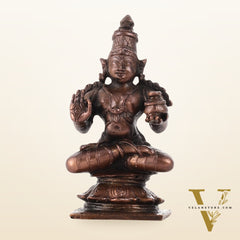 Pure Copper Sitting Dhanvantari Idol | Height 3.5 inch | BudhShiv Brass Handicrafts