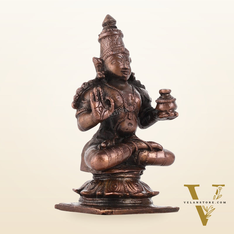 Pure Copper Sitting Dhanvantari Idol | Height 3.5 inch | BudhShiv Brass Handicrafts