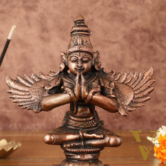 Pure Copper Sitting Garuda Idol with Open Wings – 5.25 Inch (13.34 cm)
