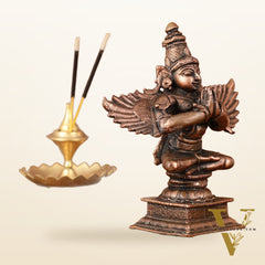 Pure Copper Sitting Garuda Idol with Open Wings – 5.25 Inch (13.34 cm)