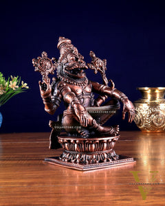 Pure Copper Solid Yoga Narasimha Idol – Large & Heavy 7.5 inch