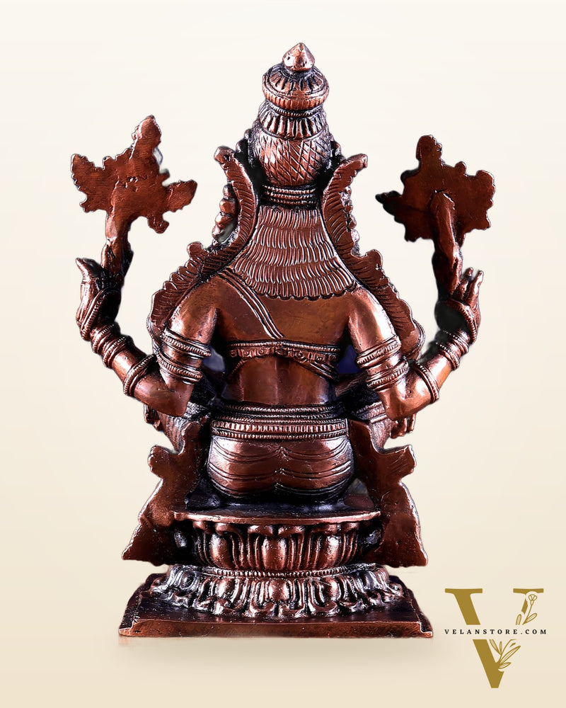 Pure Copper Solid Yoga Narasimha Idol – Large & Heavy 7.5 inch