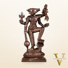 Pure Copper Standing bhoovaraha Lakshmi Bhoomi Devi Idol | Height 5.5 inch | BudhShiv Brass Handicrafts