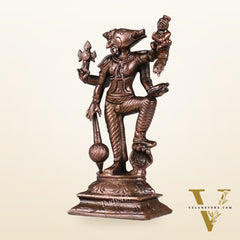 Pure Copper Standing bhoovaraha Lakshmi Bhoomi Devi Idol | Height 5.5 inch | BudhShiv Brass Handicrafts
