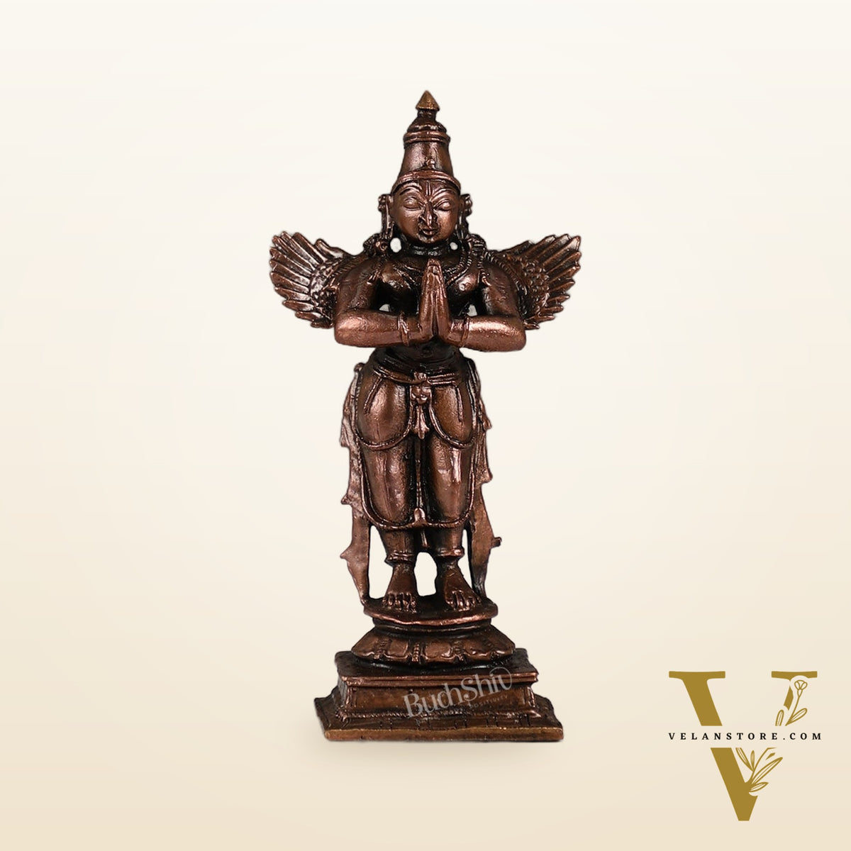 Pure Copper Standing Blessing Garuda Idol | Height 4 inch | BudhShiv Brass Handicrafts