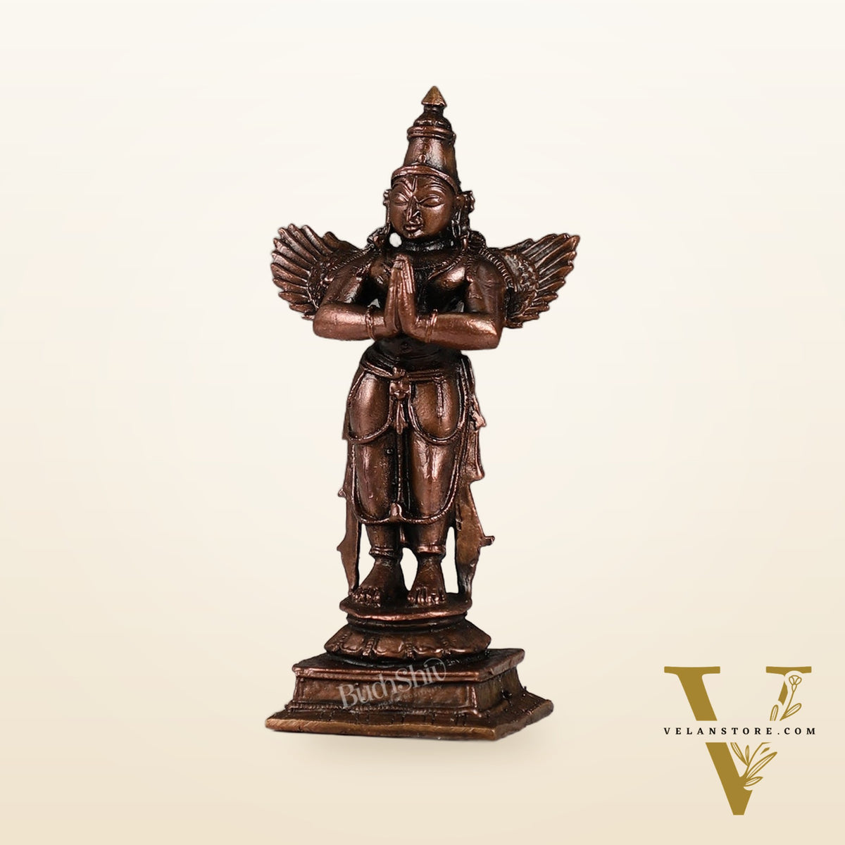 Pure Copper Standing Blessing Garuda Idol | Height 4 inch | BudhShiv Brass Handicrafts