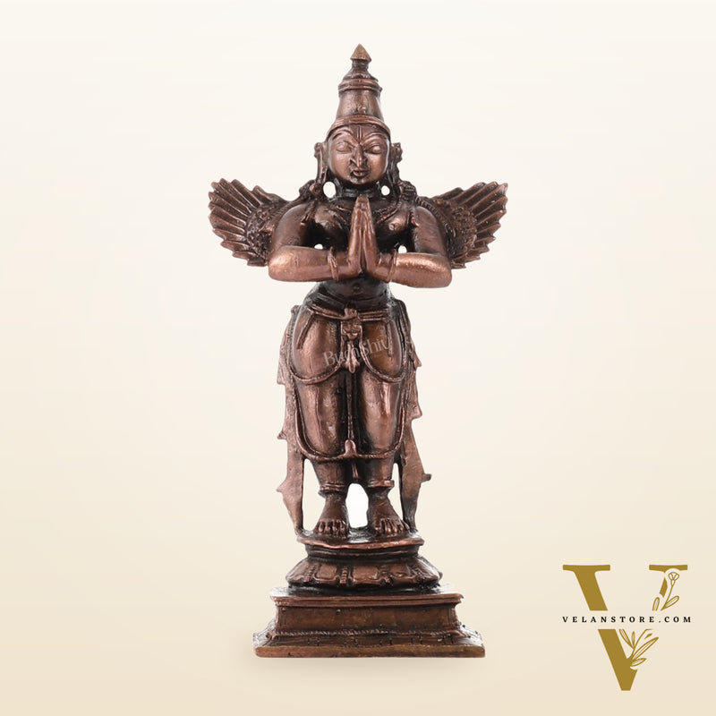 Pure Copper Standing Blessing Garuda Idol | Height 4 inch | BudhShiv Brass Handicrafts