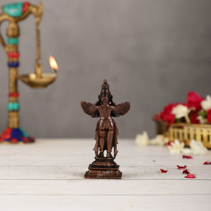 Pure Copper Standing Blessing Garuda Idol | Height 4 inch | BudhShiv Brass Handicrafts