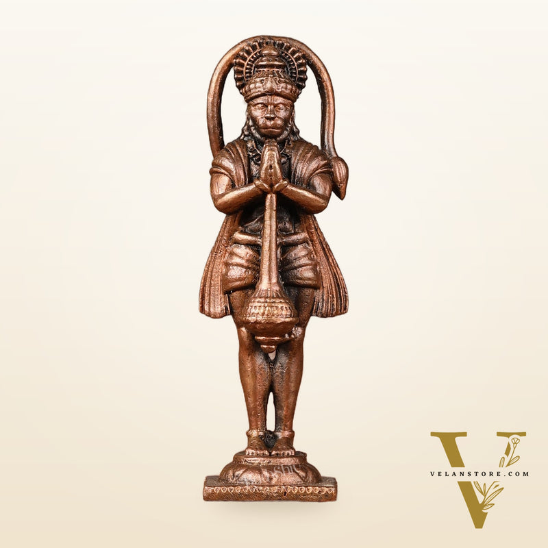 Pure Copper Standing Hanuman Idol - 2.5-inch