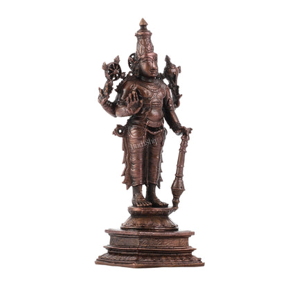 Pure Copper Standing Lord Vishnu Murti Idol - 5.5 inch |