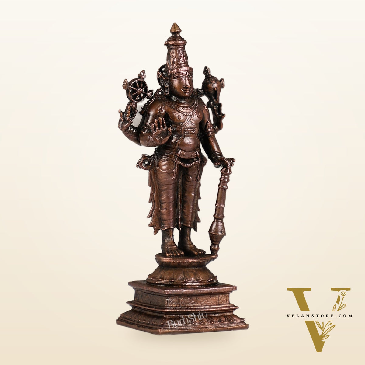 Pure Copper Standing Lord Vishnu Murti Idol - 5.5 inch |
