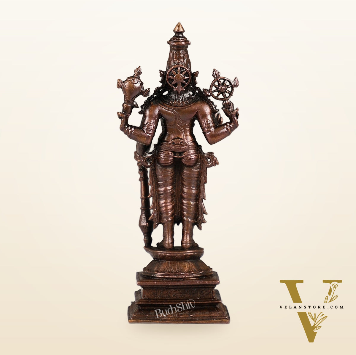 Pure Copper Standing Lord Vishnu Murti Idol - 5.5 inch |