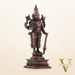 Pure Copper Standing Lord Vishnu Murti Idol - 5.5 inch |