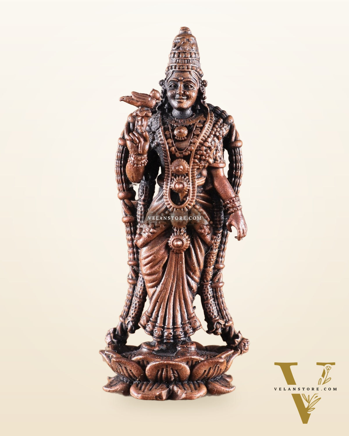 Pure Copper Standing Meenakshi Devi Idol – 5 Inch, 310g