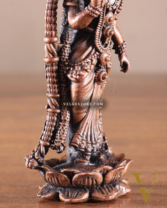 Pure Copper Standing Meenakshi Devi Idol – 5 Inch, 310g