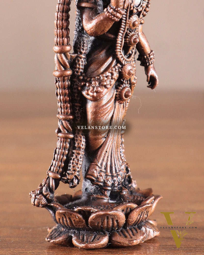 Pure Copper Standing Meenakshi Devi Idol – 5 Inch, 310g