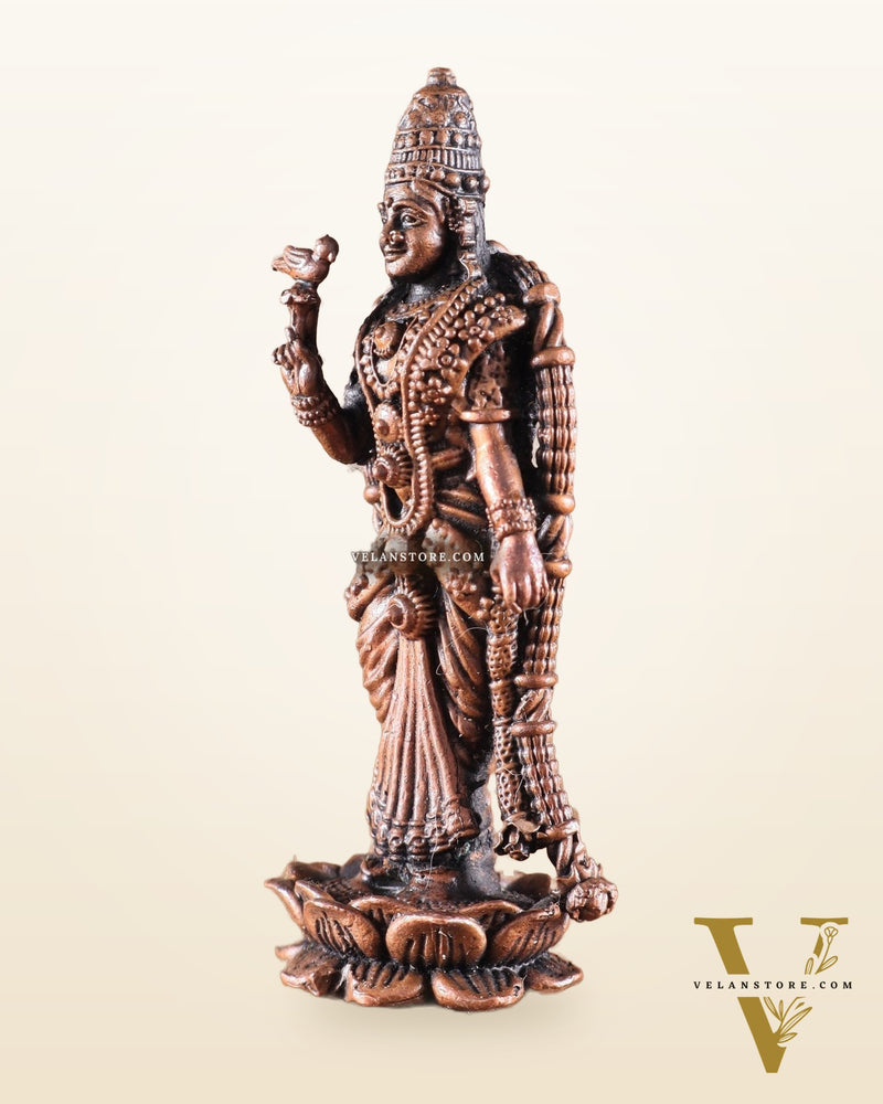 Pure Copper Standing Meenakshi Devi Idol – 5 Inch, 310g