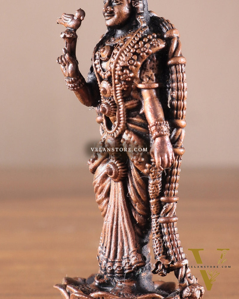 Pure Copper Standing Meenakshi Devi Idol – 5 Inch, 310g
