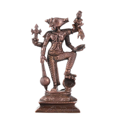Pure Copper Standing bhoovaraha Lakshmi Bhoomi Devi Idol | Height 5.5 inch | BudhShiv Brass Handicrafts