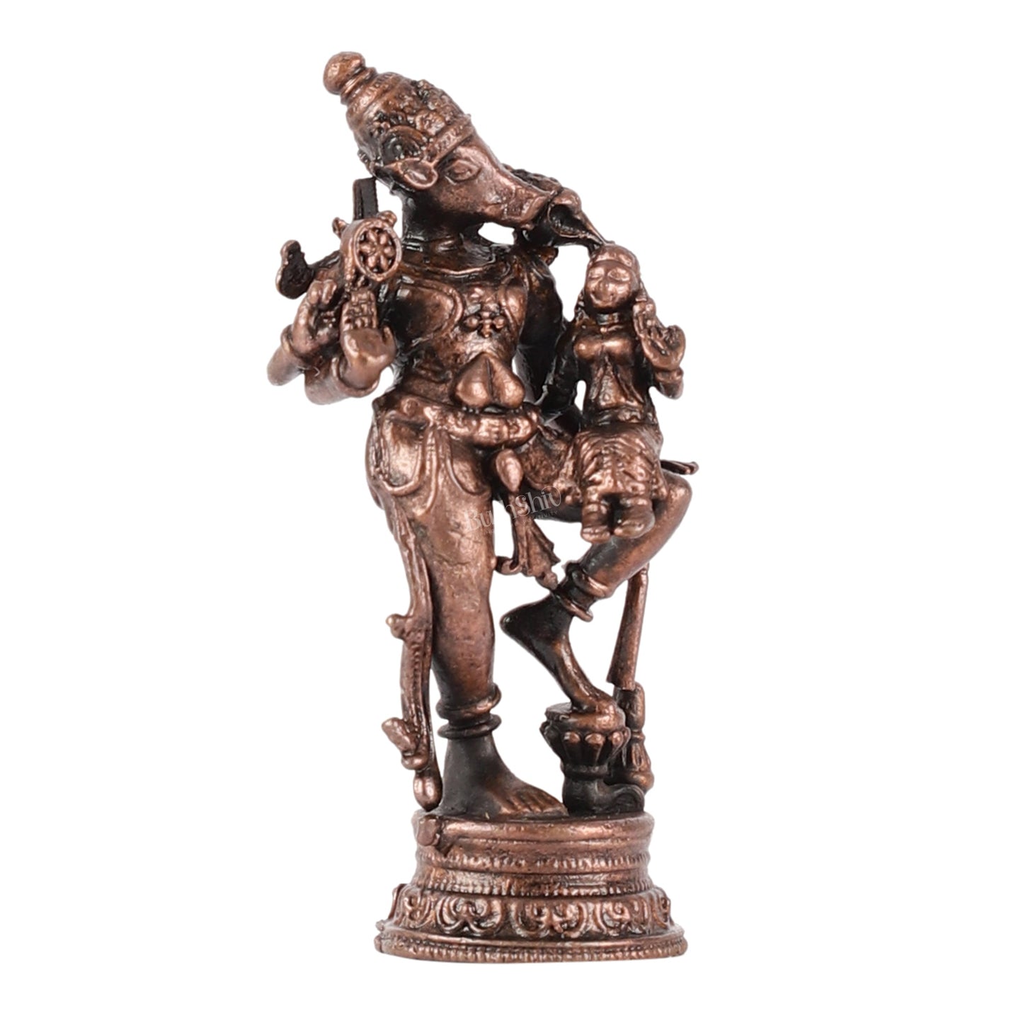 Pure Copper Standing BhooVaraha Lakshmi Idol - 3 Inch