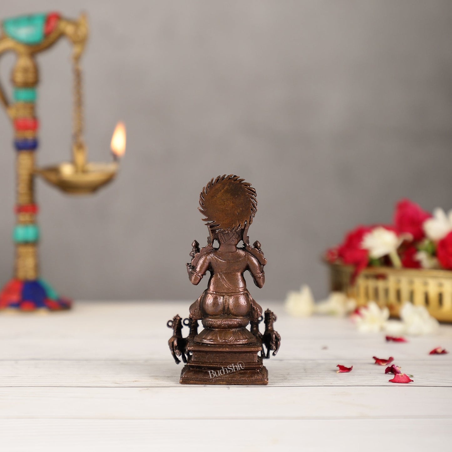 Pure Copper Surya Dev Rath Idol | Height 4 inch | BudhShiv Brass Handicrafts