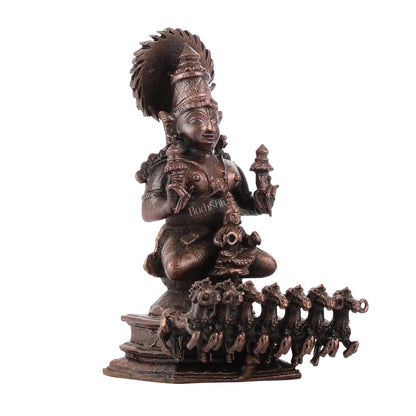 Pure Copper Surya Dev Rath Idol | Height 4 inch | BudhShiv Brass Handicrafts