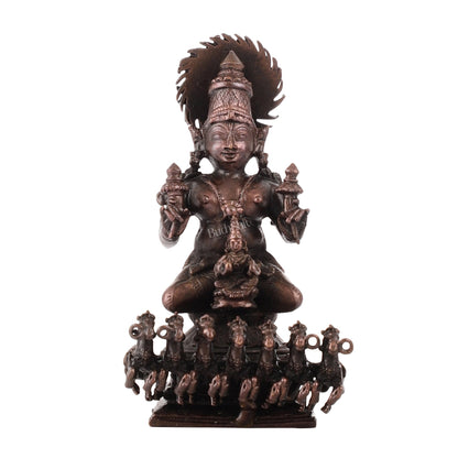 Pure Copper Surya Dev Rath Idol | Height 4 inch | BudhShiv Brass Handicrafts