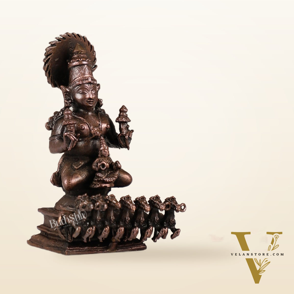 Pure Copper Surya Dev Rath Idol | Height 4 inch | BudhShiv Brass Handicrafts