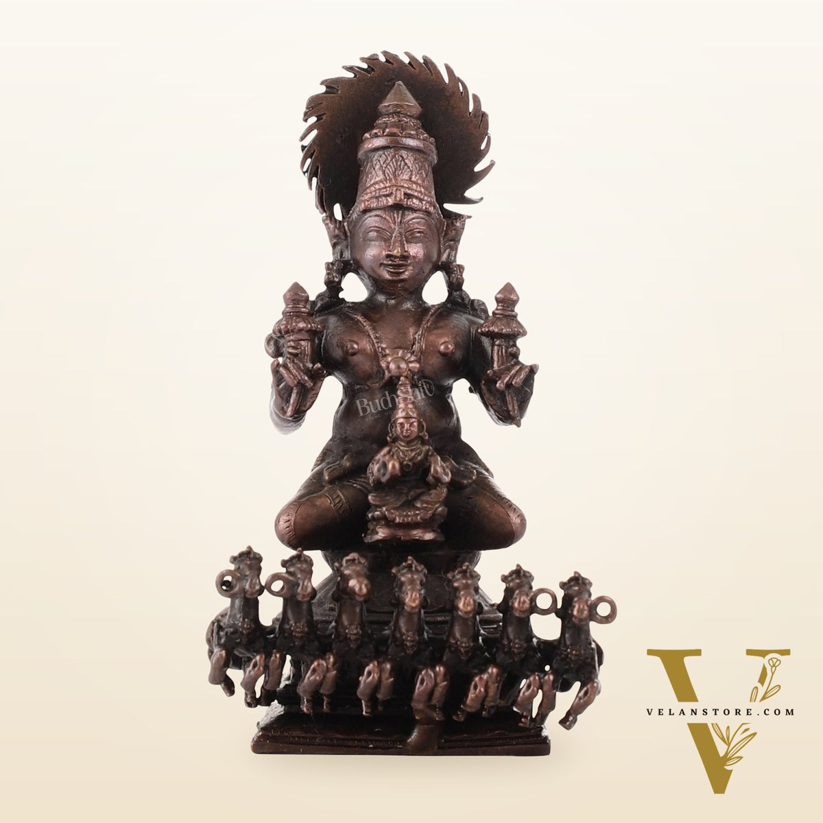 Pure Copper Surya Dev Rath Idol | Height 4 inch | BudhShiv Brass Handicrafts