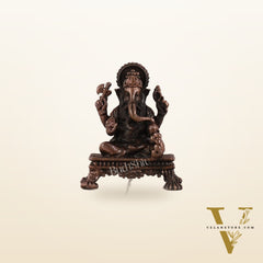 Pure Copper Tiny Lord Ganesha Idol | Handcrafted Statue - 2.5"