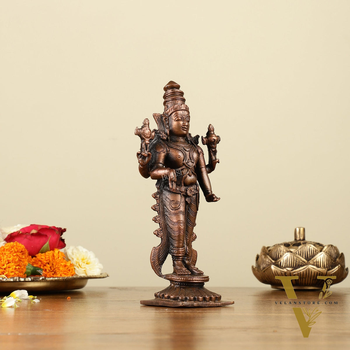 Pure Copper Tirupati Balaji Idol 7"