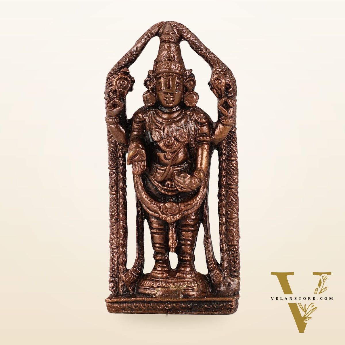 Pure Copper Tirupati Balaji Lord Venkateshwara Swamy Idol - 3.5"