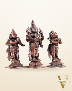 Pure Copper Tirupati Balaji with Hanuman & Garuda Idol Set 5"
