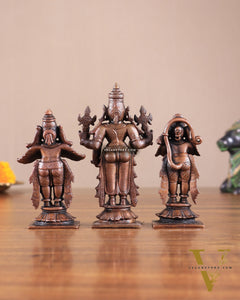 Pure Copper Tirupati Balaji with Hanuman & Garuda Idol Set 5"