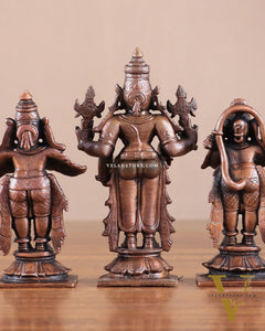 Pure Copper Tirupati Balaji with Hanuman & Garuda Idol Set 5"