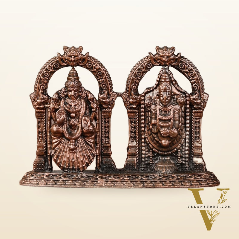 Pure Copper Tirupati Balaji with Padmavati Lakshmi Idol | 2"