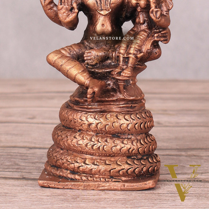 Pure Copper Varaha Lakshmi Idol Seated on Sheshnaag - 5.5 Inch