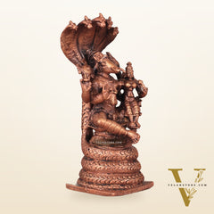 Pure Copper Varaha Lakshmi Idol Seated on Sheshnaag - 5.5 Inch