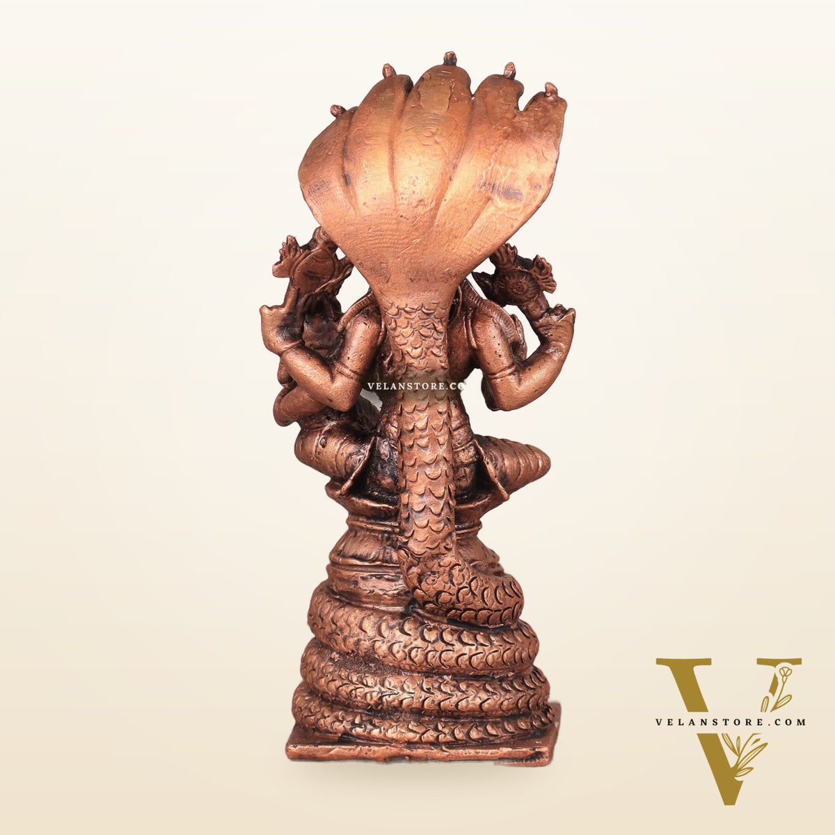 Pure Copper Varaha Lakshmi Idol Seated on Sheshnaag - 5.5 Inch