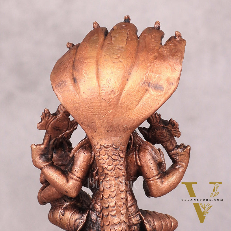 Pure Copper Varaha Lakshmi Idol Seated on Sheshnaag - 5.5 Inch