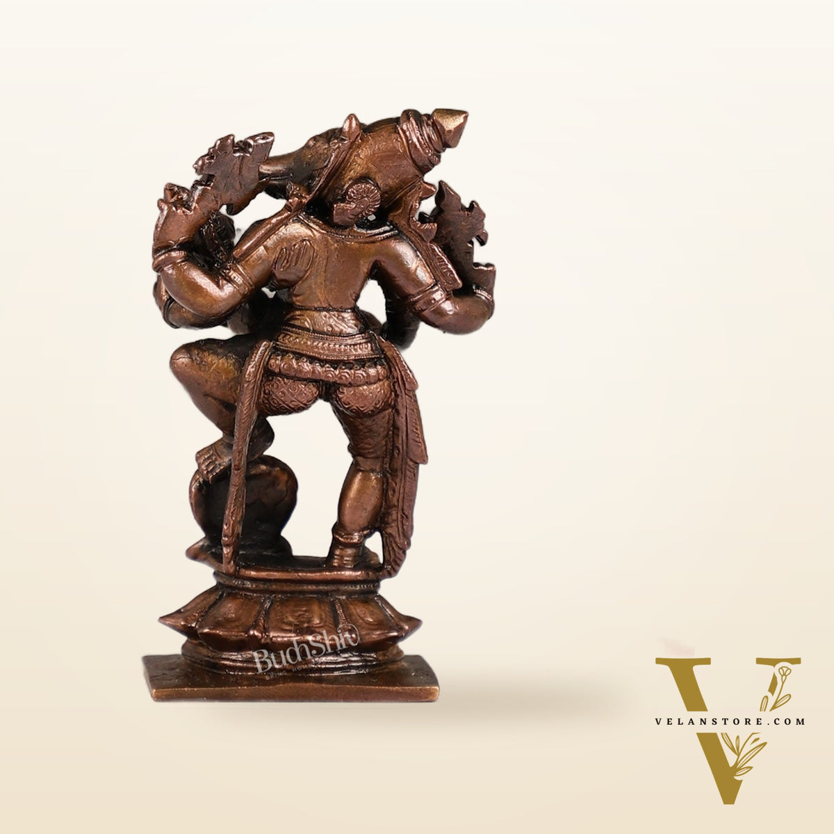 Pure Copper Varaha with Lakshmi Bhoomi Devi Idol | Height 3.5 inch | BudhShiv Brass Handicrafts