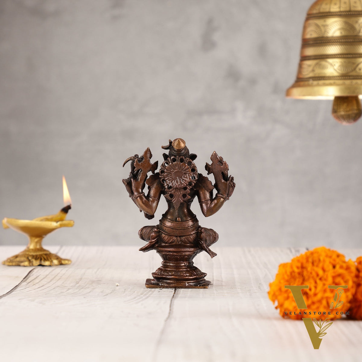 Pure Copper Varahi Amman Idol six arms | Height 3.5 inch | BudhShiv Brass Handicrafts
