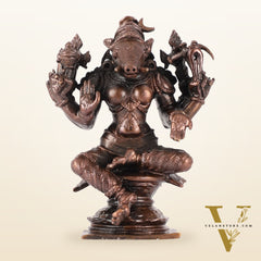 Pure Copper Varahi Amman Idol six arms | Height 3.5 inch | BudhShiv Brass Handicrafts
