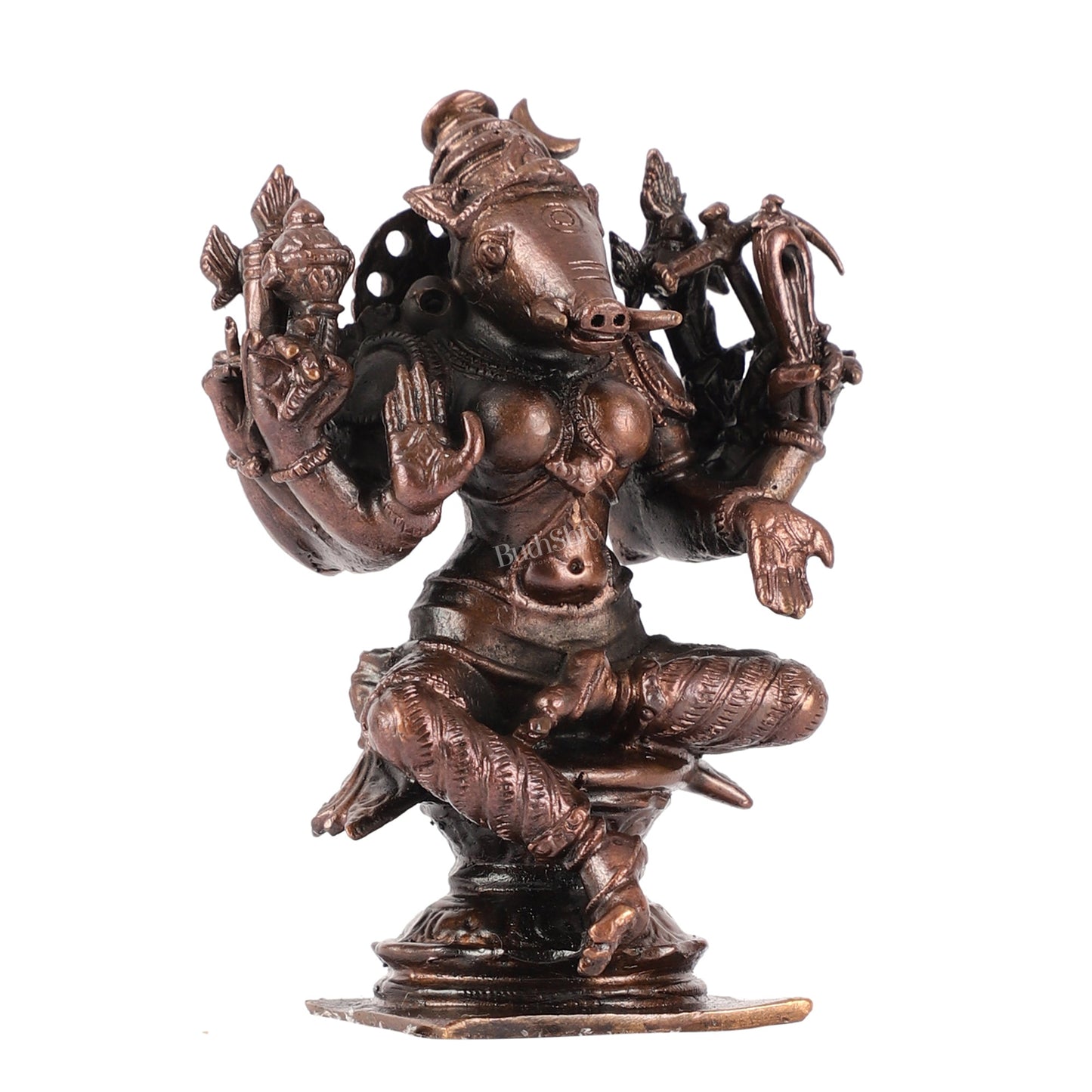 Pure Copper Varahi Amman Idol six arms | Height 3.5 inch | BudhShiv Brass Handicrafts
