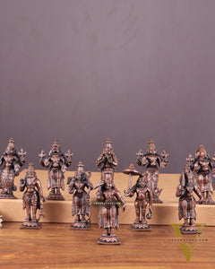 Pure Copper Vishnu Dashavatar Idol Set 3.5"